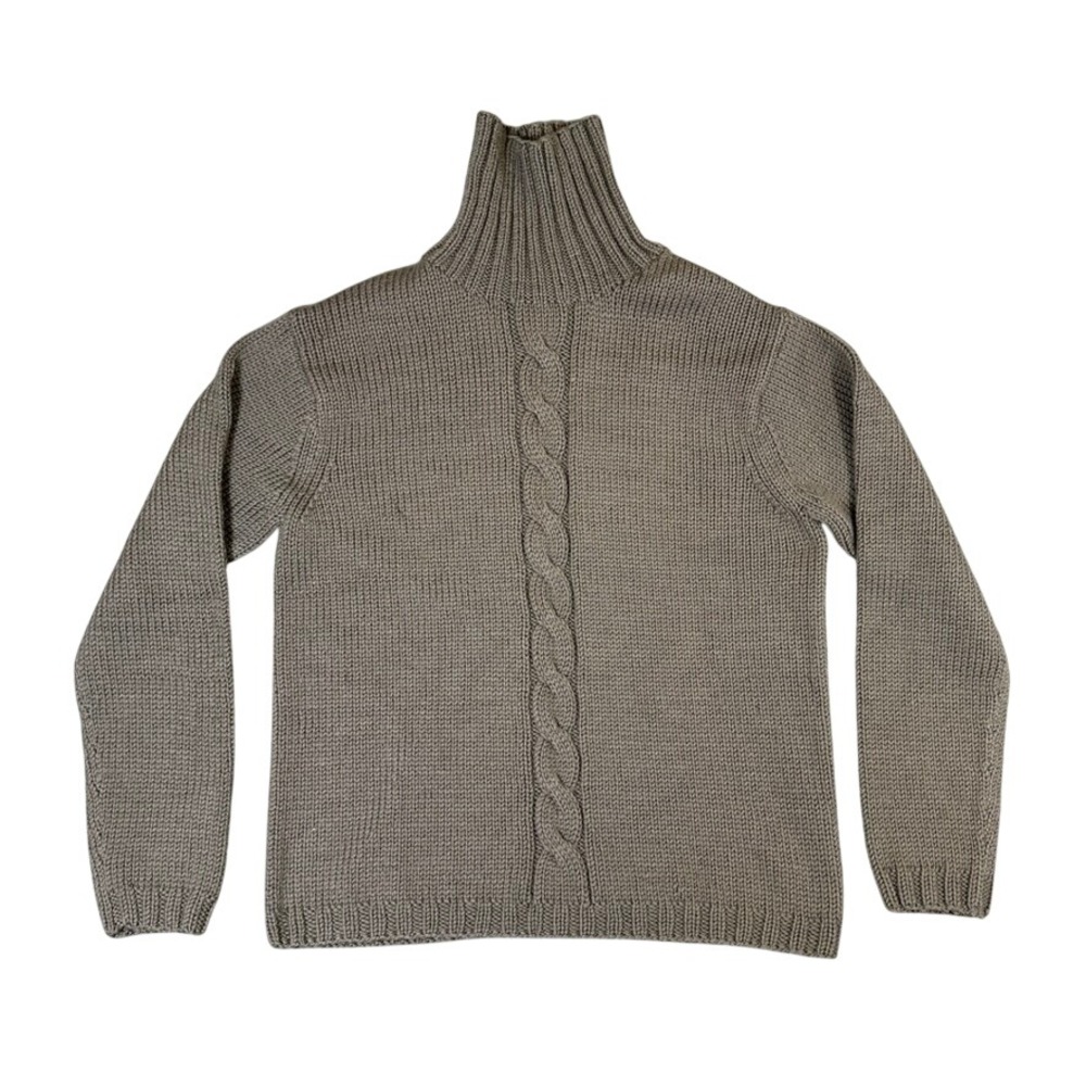 Banana Republic Factory Wool Turtleneck Sweater Taupe Brown Cable Knit Mens L